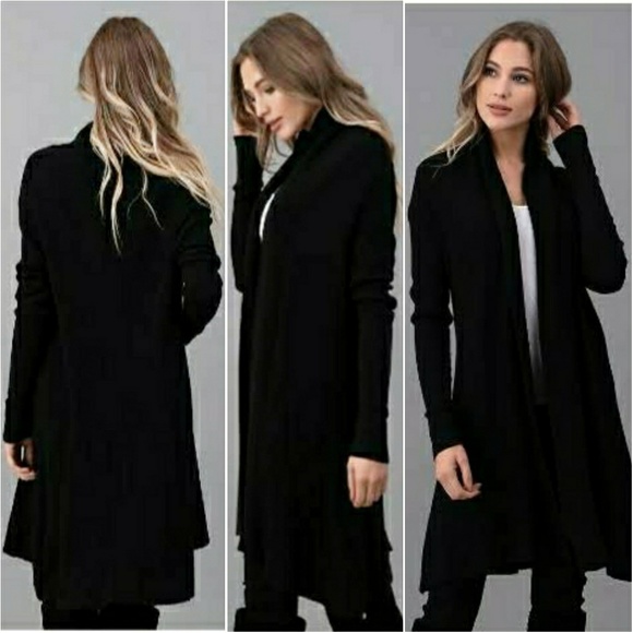 °SALE°°NWT-BLK CASHMERE SHAWL COLLAR OPEN CARDIGAN - Picture 7 of 7